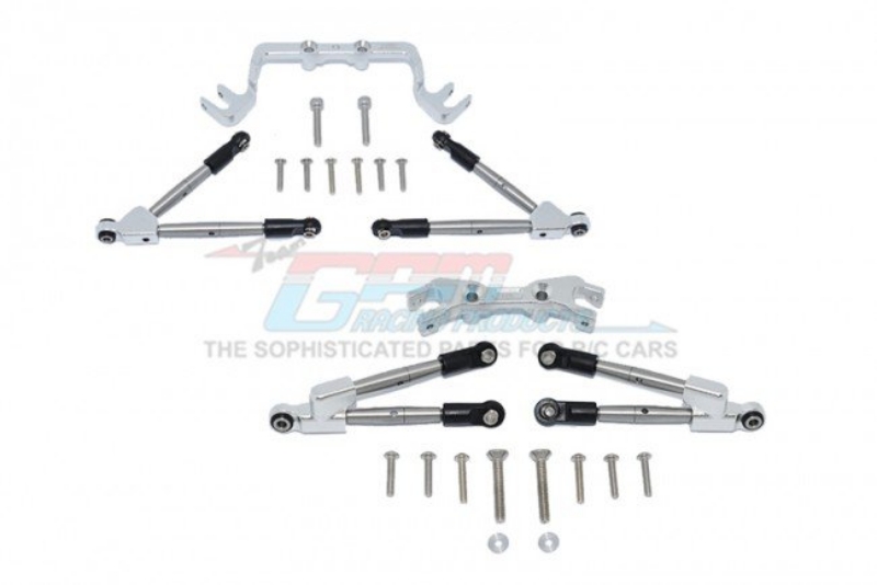GPM Aluminum Hoss 4x4 Front and Rear Tie Rods w/ Stabilizer (Silver)