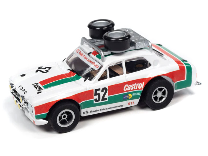 Rally World Stage Auto World 1975 Ford Escort Mk1 (Red, Green, White) X-Traction HO Slot Car