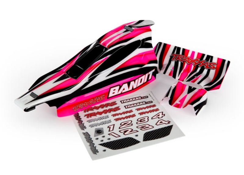 This is the Traxxas Bandit Body, Bandit, Pink (Painted w/ Decals)