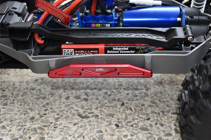 GPM Aluminum Chassis Nerf Bars For Hoss 4x4 (Red) - Installed