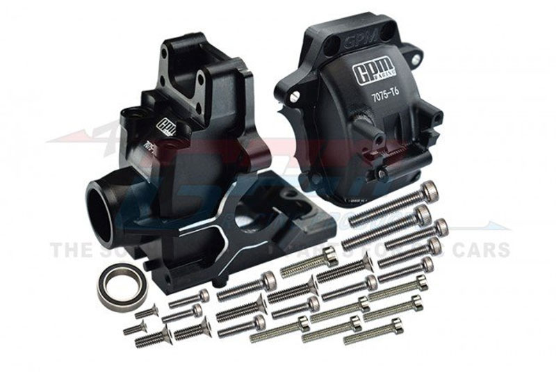 GPM Black Aluminum 7075-T6 Front/Rear Gear Box - 28pc set: Sledge