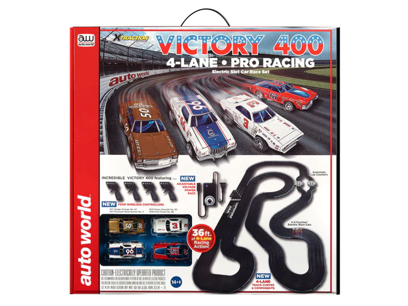 Auto World 36' Victory 400 4 Lane HO Slot Car Set