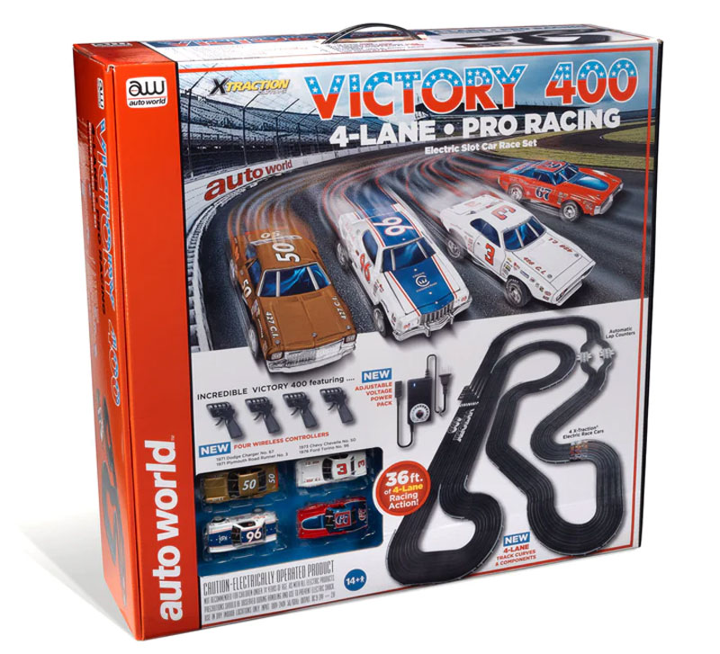Auto World 36' Victory 400 4 Lane HO Slot Car Set