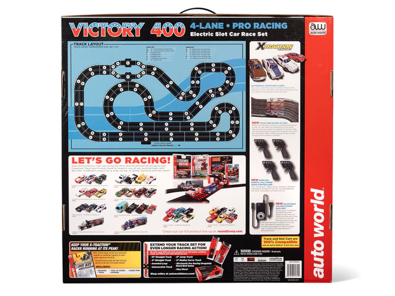 Auto World 36' Victory 400 4 Lane HO Slot Car Set