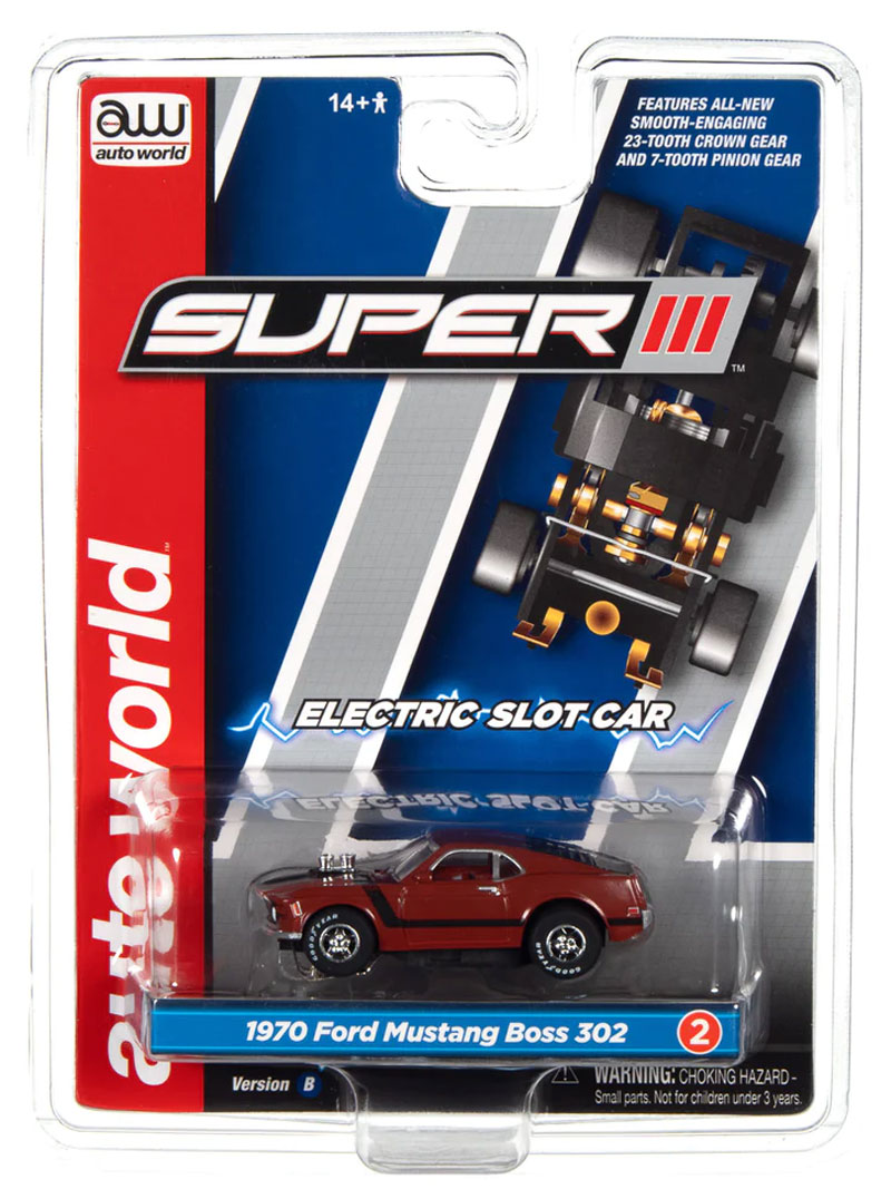 Auto World 1970 Ford Mustang Boss 302 (Red) Super III HO Slot Car