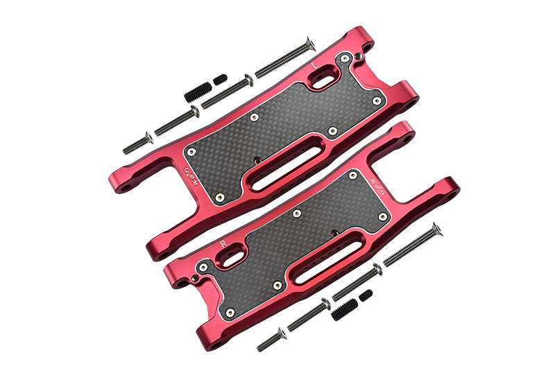 GPM (Red) Aluminium 6061-T6 Rear Lower Arms & Carbon Fibre Dust-Proof Protection Plate (28pc set) for Sledge