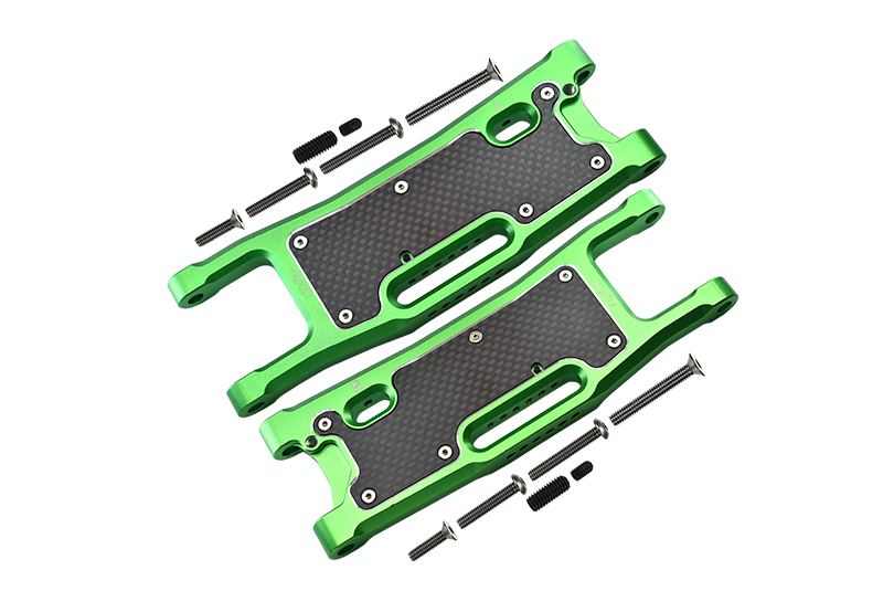 GPM (Green) Aluminum 6061-T6 Rear Lower Arms & Carbon Fiber Dust-Proof Protection Plate (28pc set) for Sledge