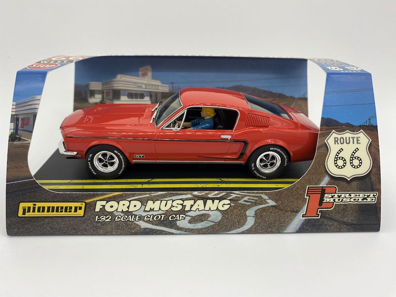 Pioneer 1968 Mustang Fastback GT ‘Route 66’ (Red) 1/32 Slot Car - Limited Edition