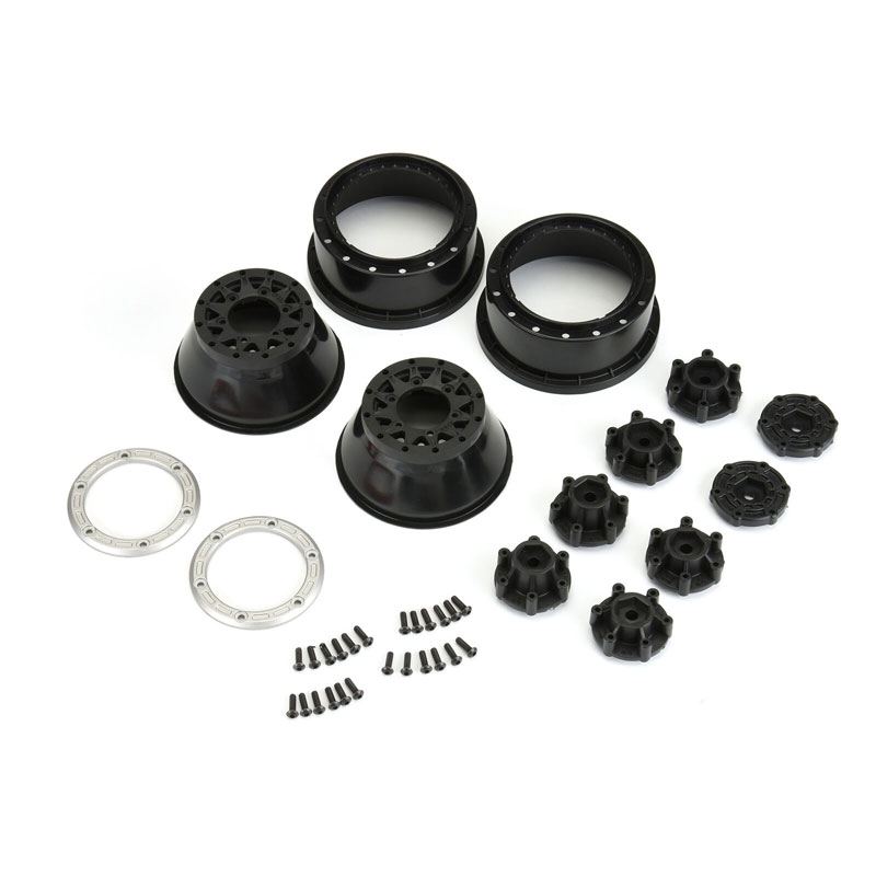 Pro-Line Raid Front/Rear 2.2"/3.0" 12 & 14mm SC Silver/Black Bead-Loc Wheels(2)