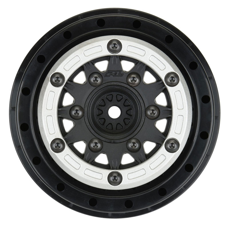 Pro-Line Raid Front/Rear 2.2"/3.0" 12 & 14mm SC Silver/Black Bead-Loc Wheels(2)