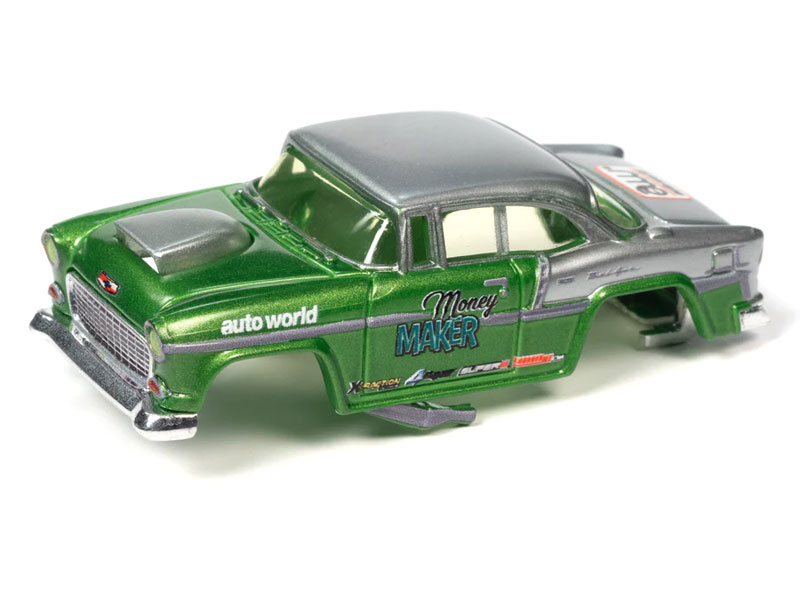 Auto World Traxessories 7' Track and Accessory Expand-A Set w/XT 1955 Chevy Bel Air Gasser Body HO Scale