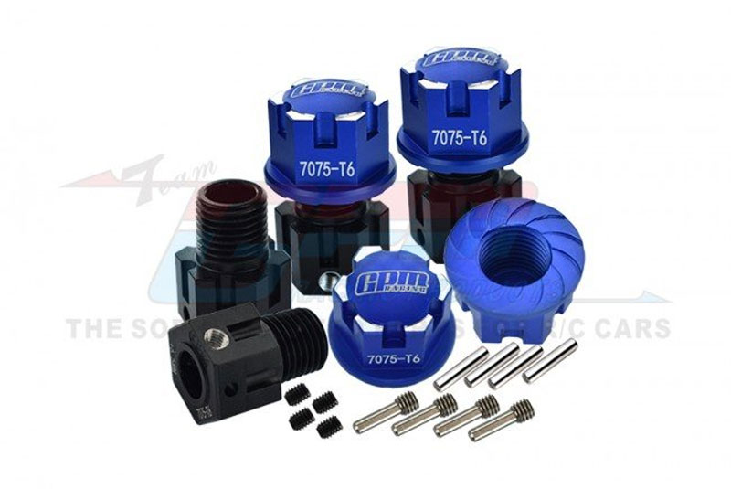 GPM (Blue) Aluminum 7075-T6 Hex Adapters (+6.5mm) And Wheel Lock (20pc Set)