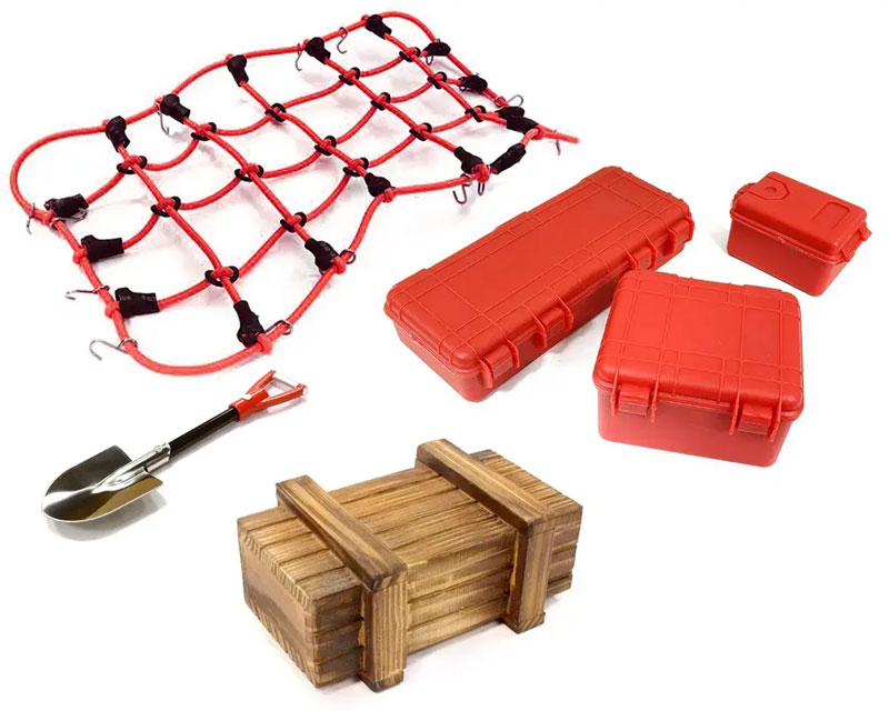 Integy Realistic Model 1/10 Scale Accessories Set for Off-Road Crawler (Red)