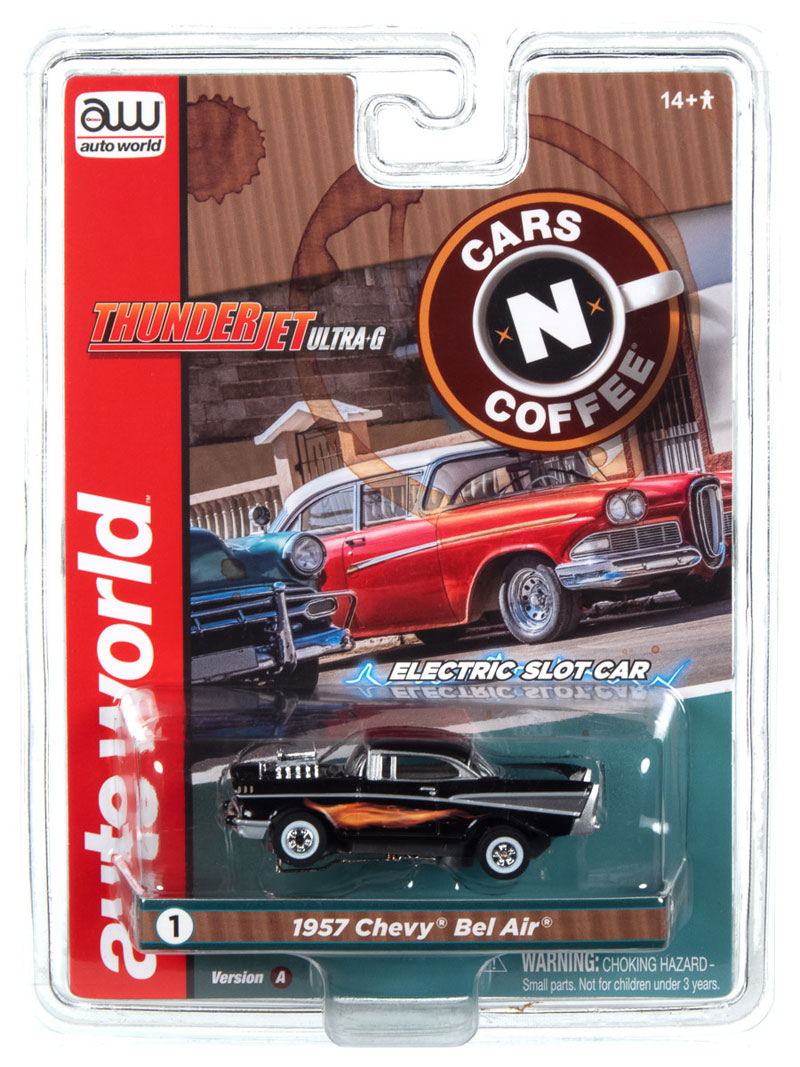 Auto World 1957 Chevrolet Bel Air Street Rod w/Blower (Black) Thunderjet HO Slot Car