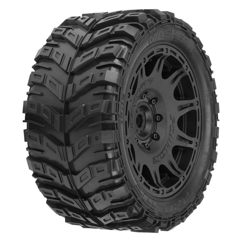 Pro-Line Masher X HP BELTED 5.7” Tires MTD 24mm Blk Raid 8x48 Hex F/R