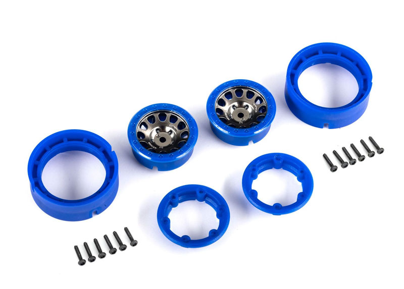 Traxxas Wheels 1.0" Method Race Wheels 105 Beadlock (Satin Black Chrome with Blue Beadlock) (2)