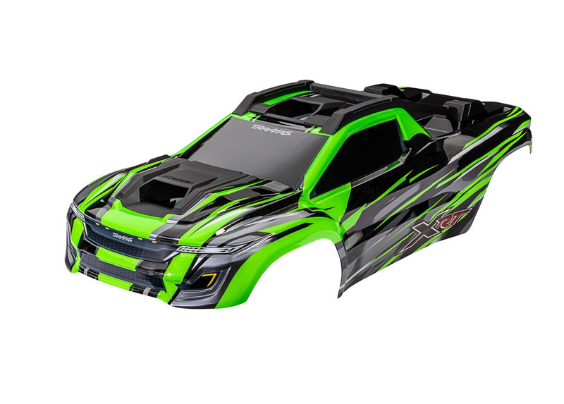 Traxxas Green Painted Body With Front & Rear Body Supports and Roof & Hood Skid Pads