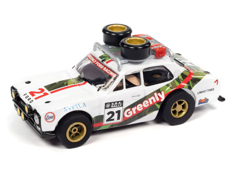 Auto World 1975 Ford Escort w/Roof Rack (White/Green) X