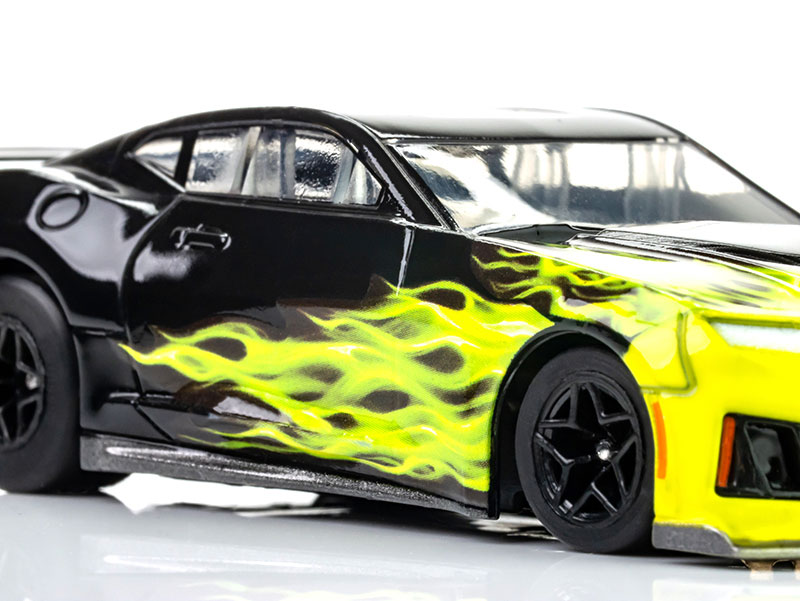 AFX 2021 Chevy Camaro ZL1 Wildfire Black-Lime Flame Mega G+ HO