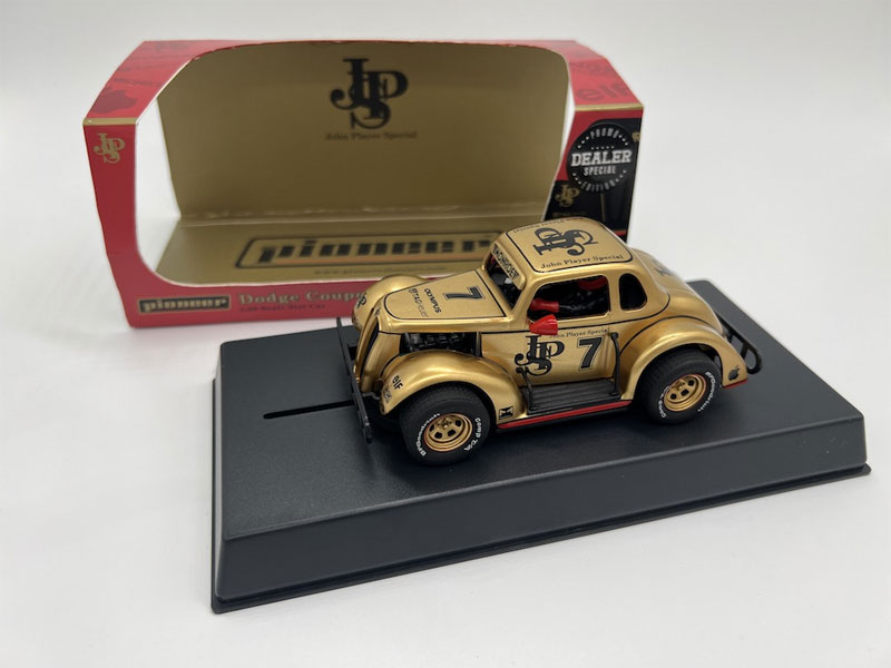 Pioneer 1937 Dodge Coupe Legends Racer #7 (Metallic Gold) JPS 1/32 Slot Car - DEALER SPECIAL