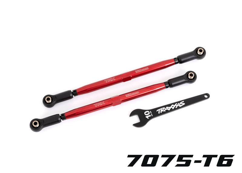 Traxxas Front Toe Links (TUBES Red-Anodized, 7075-T6 Aluminum, Stronger Than Titanium) (2): For use with #7895 X-Maxx WideMaxx Suspension Kit)