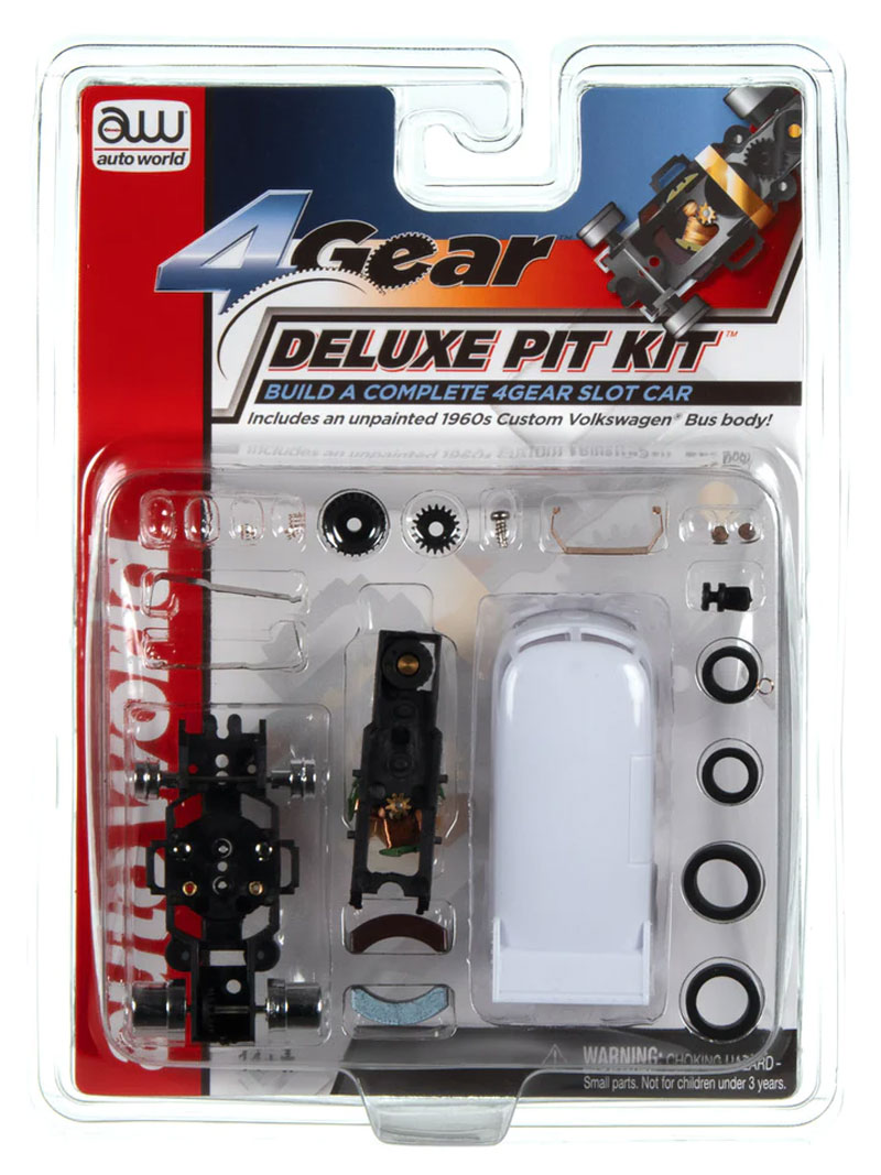 Auto World 4Gear Deluxe Pit Kit (w/1960's Customized Volkswagen Bus Body) HO Slot Car