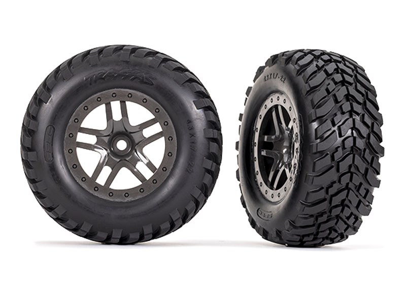 Traxxas SCT Off-Road Tires with Split-Spoke Gray Beadlock Style Wheels