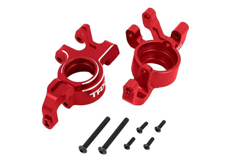 Traxxas 6061-T6 Aluminum Steering Blocks Left and Right (Red-Anodized)