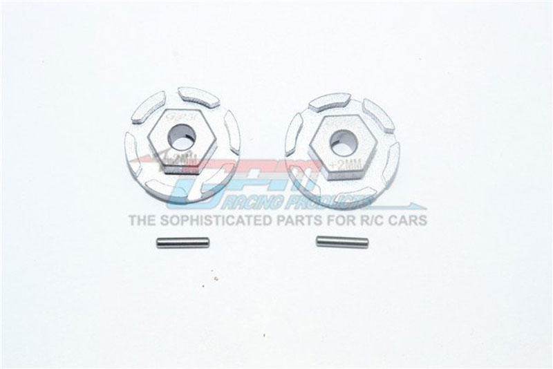 GPM Grey Silver Aluminum Hex Adapter (+2mm): Rustler