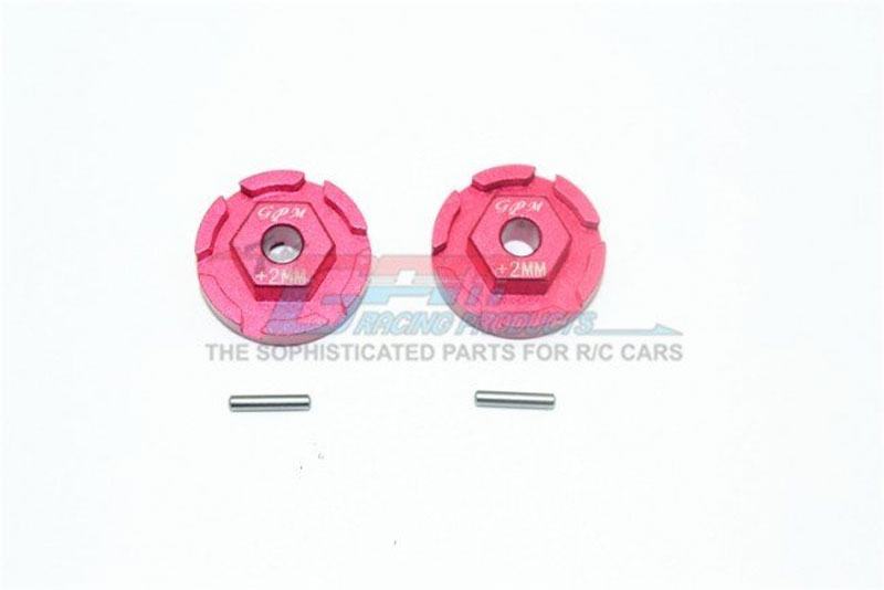 GPM Red Aluminum Hex Adapter (+2mm): Rustler