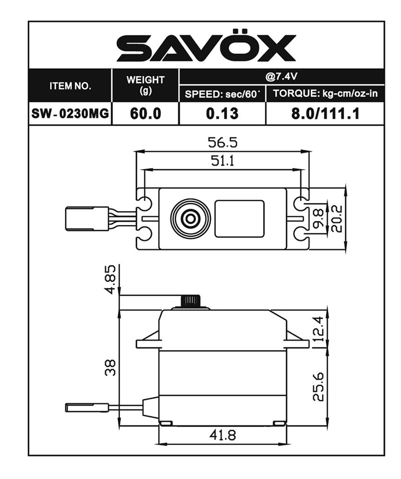 Savox SW-0230MG Waterproof Standard Digital Servo w/Soft Start