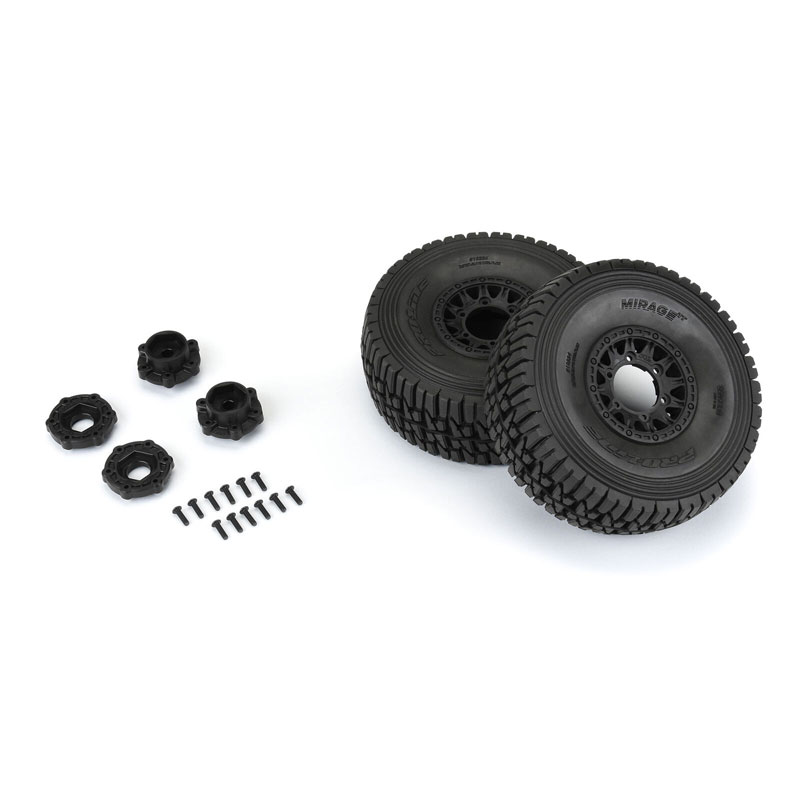 Pro-Line 1/7 Mirage TT BELTED F/R Tires MTD 17mm Blk Raid (2): UDR