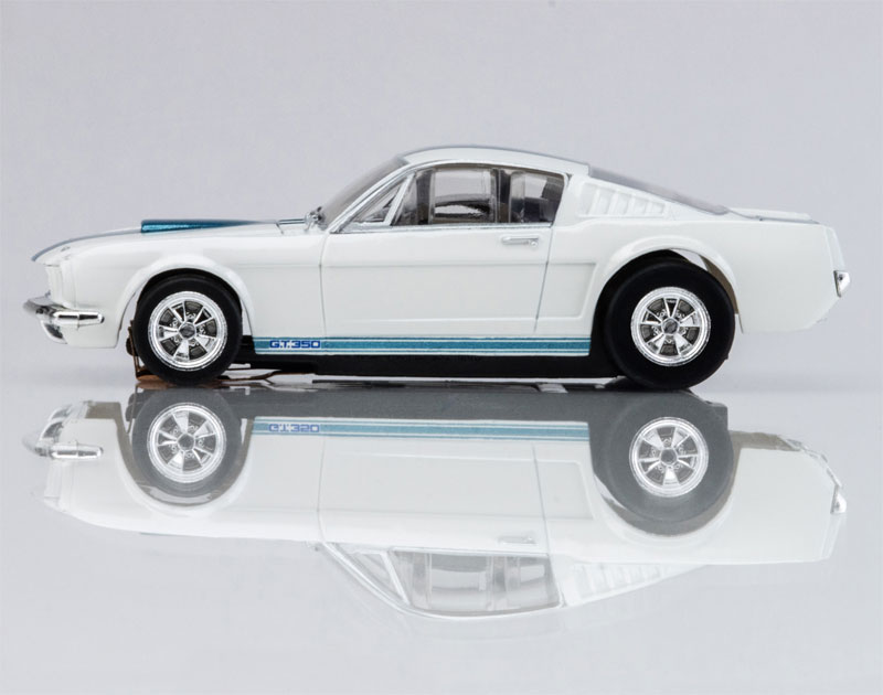 AFX 1965 Shelby Mustang GT350 White/Blue Mega G+ HO Slot Car