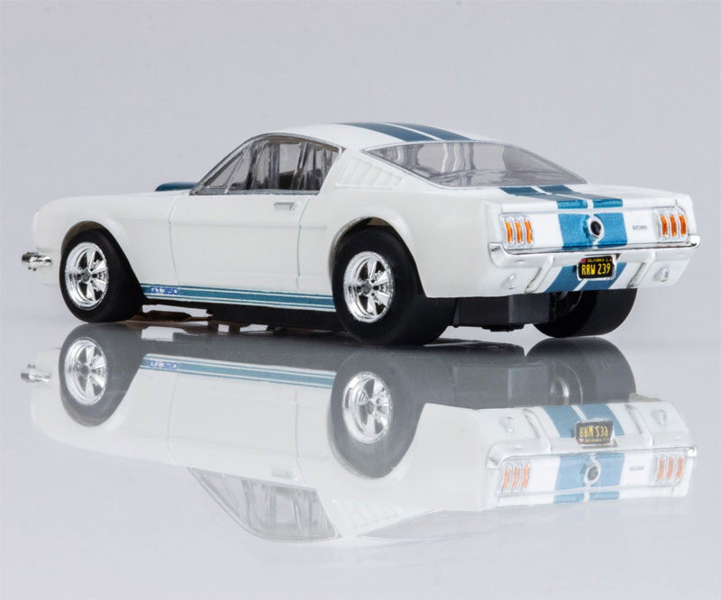 AFX 1965 Shelby Mustang GT350 White/Blue Mega G+ HO Slot Car