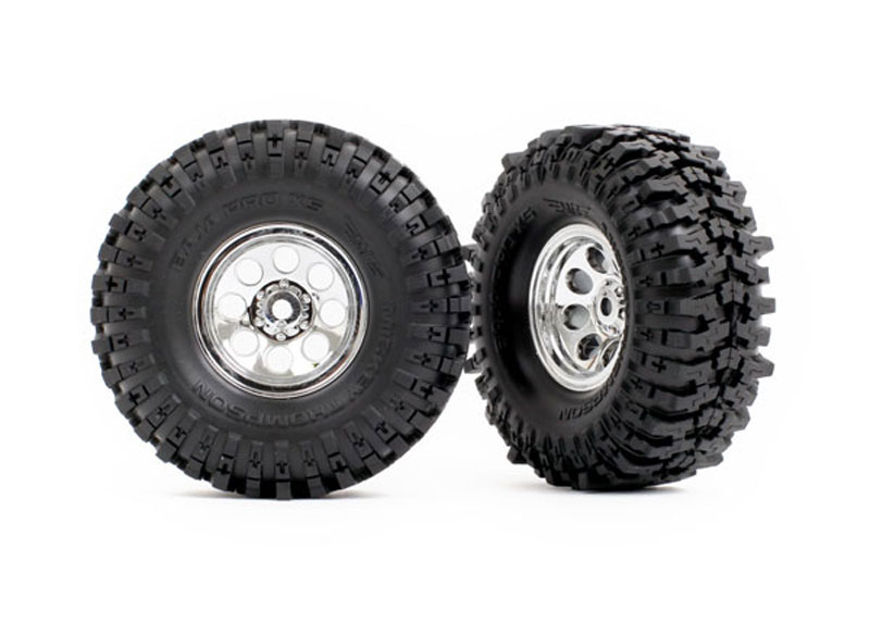 Traxxas Chrome 1.0" Wheels Mickey Thompson Baja Pro Xs 2.4x1.0" Tires (2)