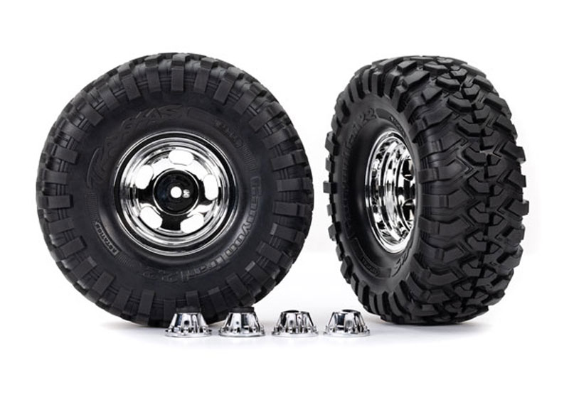 Traxxas 2.2" Canyon Trail Chrome Wheels (5.3 x 2.2" Tires) Assembled with Center Caps