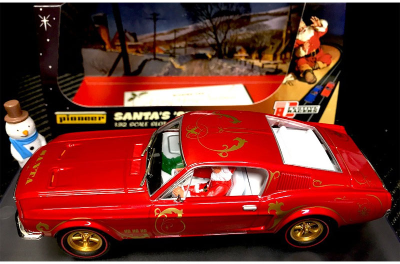 Pioneer Mustang 390 GT Santa's 'Stang (Candy Cane Red) - Christmas Edition 1/32 Slot Car