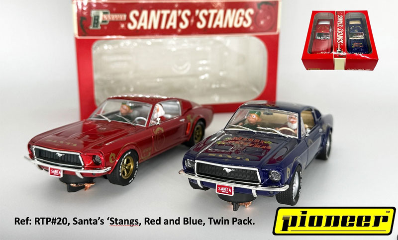Pioneer Santa's 'Stangs Racing (Red/Blue) Twin Pack 1/32 Slot Car