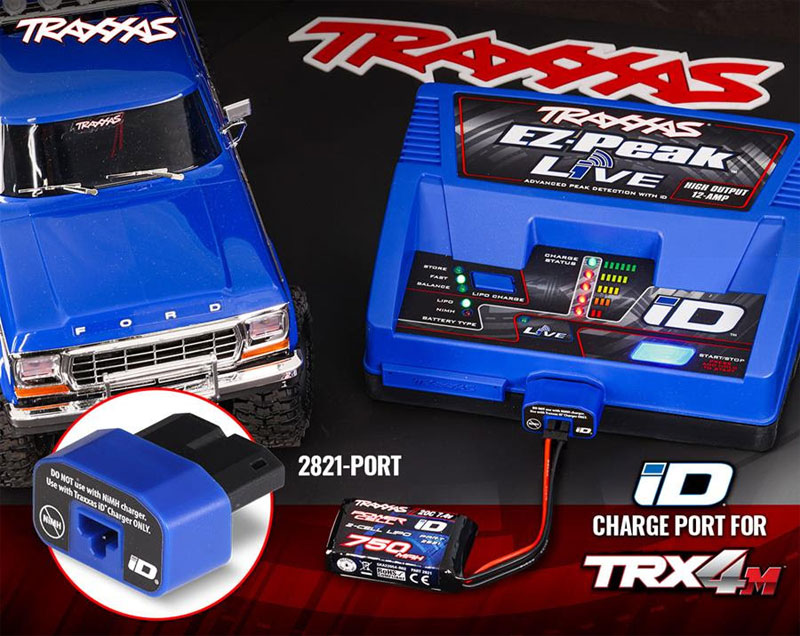 Traxxas TRX4M iD 2-Amp Charging Port: For Charging #2821 2-Cell LiPo Battery with Traxxas EZ-Peak iD Chargers