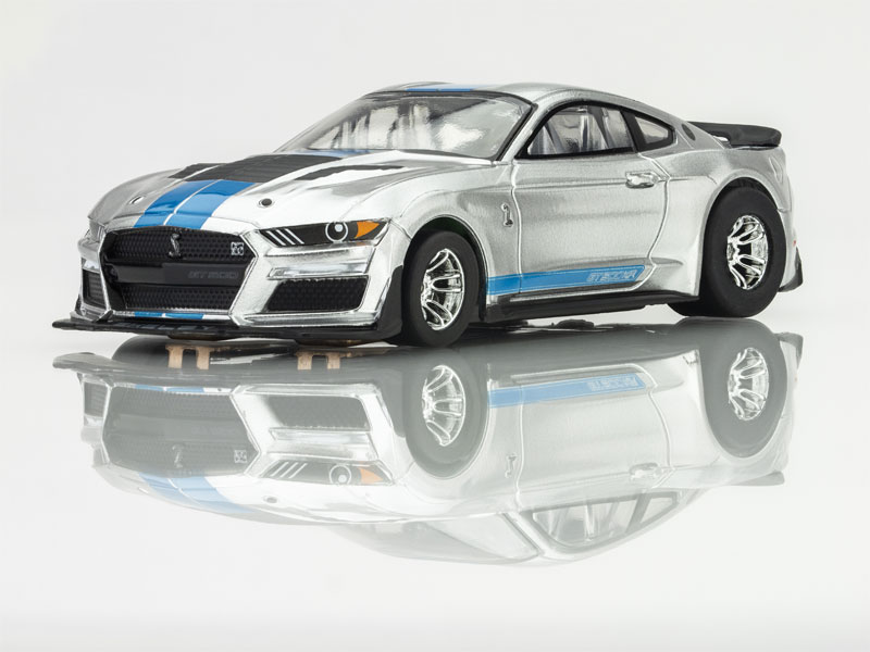 AFX 2022 Shelby Mustang GT500KR Silver/Blue Mega G+ HO Slot Car