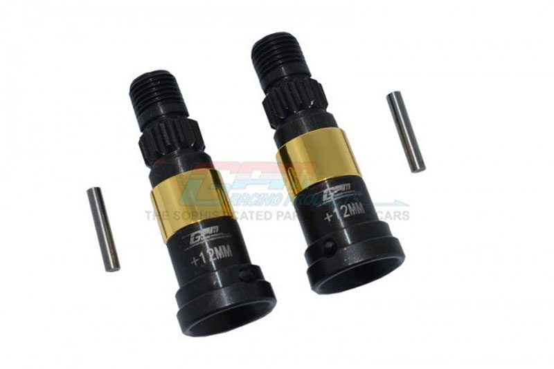 GPM Hardened Steel Front/Rear CVD Joint (+12mm) for X-Maxx 8S (Black)