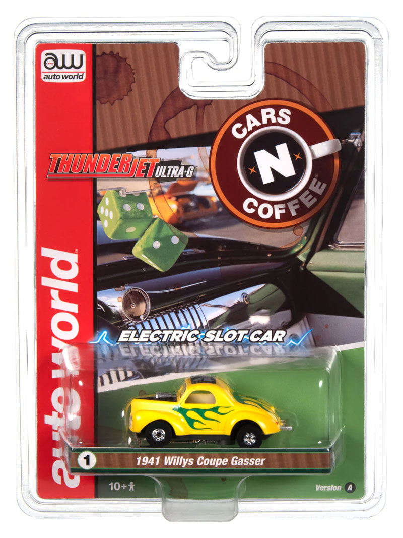 Auto World 1941 Willys Coupe Gasser (Yellow w/Green Flames