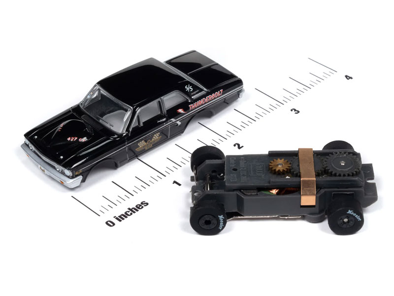 Auto World 1964 Ford Thunderbolt (Gloss Black w/427 Graphics) Thunderjet HO Slot Car