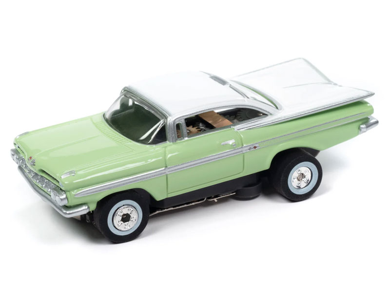 1959 Chevy Impala (Seafoam Green and White) Thunderjet HO Slot Car