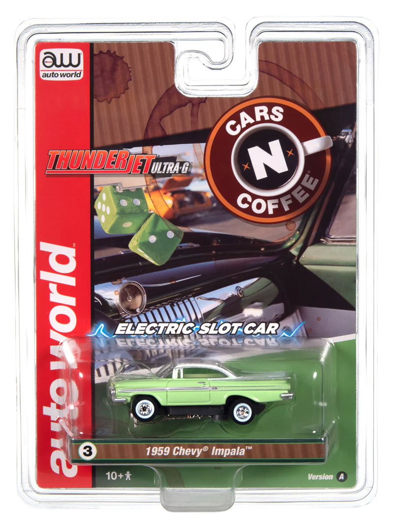 Deuxiemeclasse BRENTAレオパードポインテッド Auto World 1959 Chevy Impala (Seafoam Green/White) Thunderjet HO