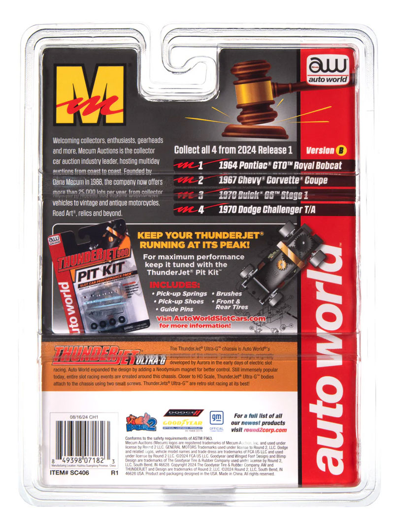 Auto World 1970 Dodge Challenger T/A (Panther Pink) Thunderjet HO Slot Car