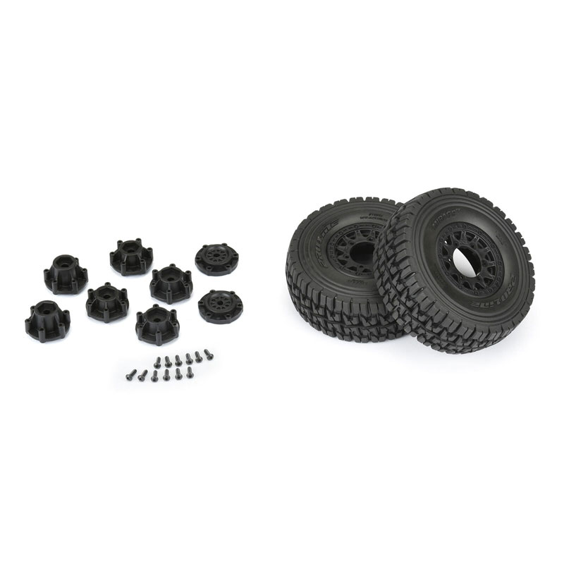Pro-Line Mirage TT 2.2"/3.0" BELTED SC Tires Mounted on Raid Black 6x30 Removable Hex (12mm & 14mm) Wheels (2)
