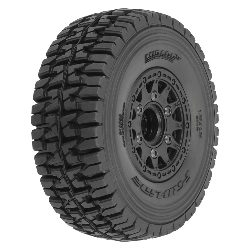 Pro-Line Mirage TT 2.2"/3.0" BELTED SC Tires Mounted on Raid Black 6x30 Removable Hex (12mm & 14mm) Wheels (2)