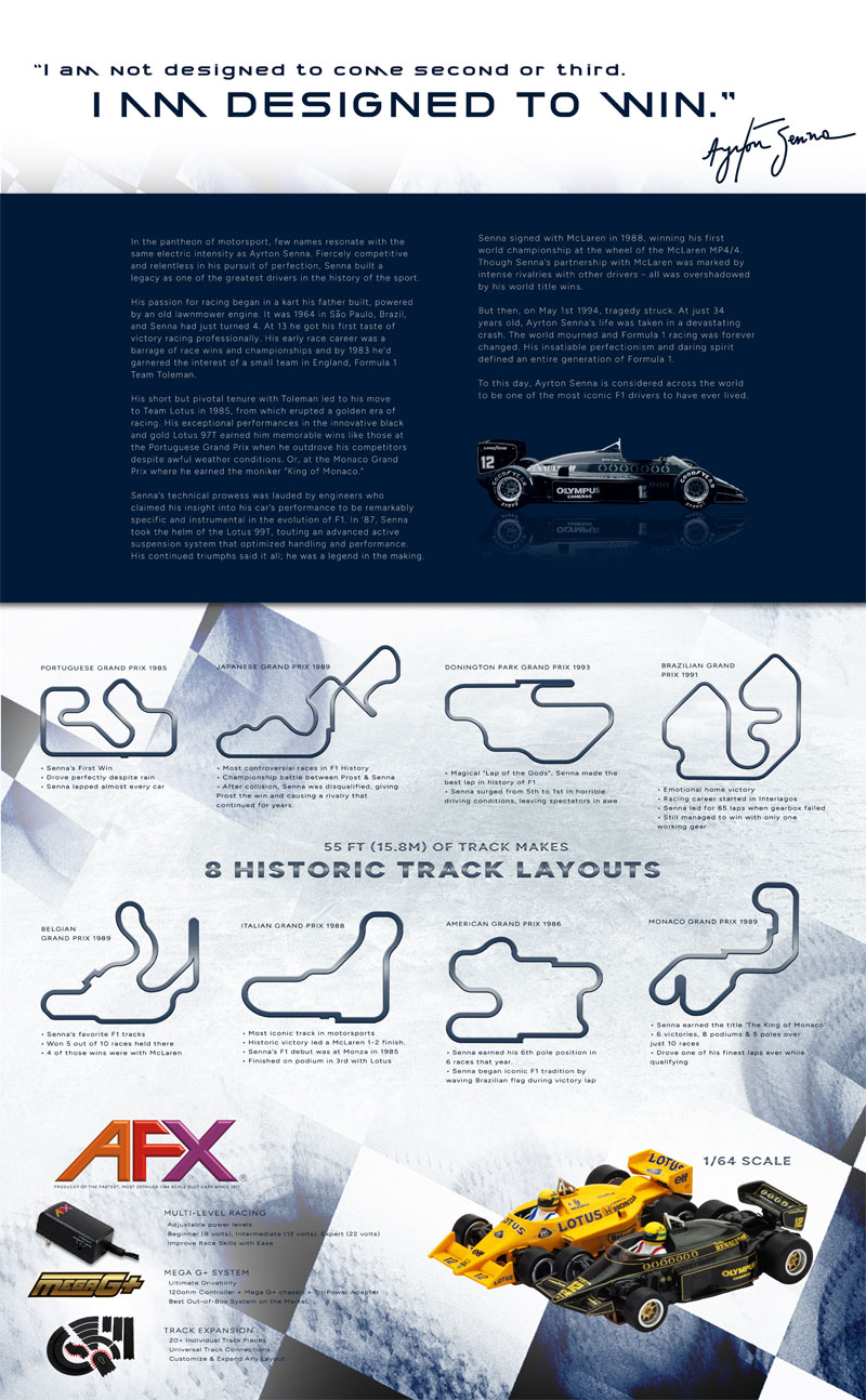 AFX Ayrton Senna Limited Edition Mega G+ HO Slot Car Race Set