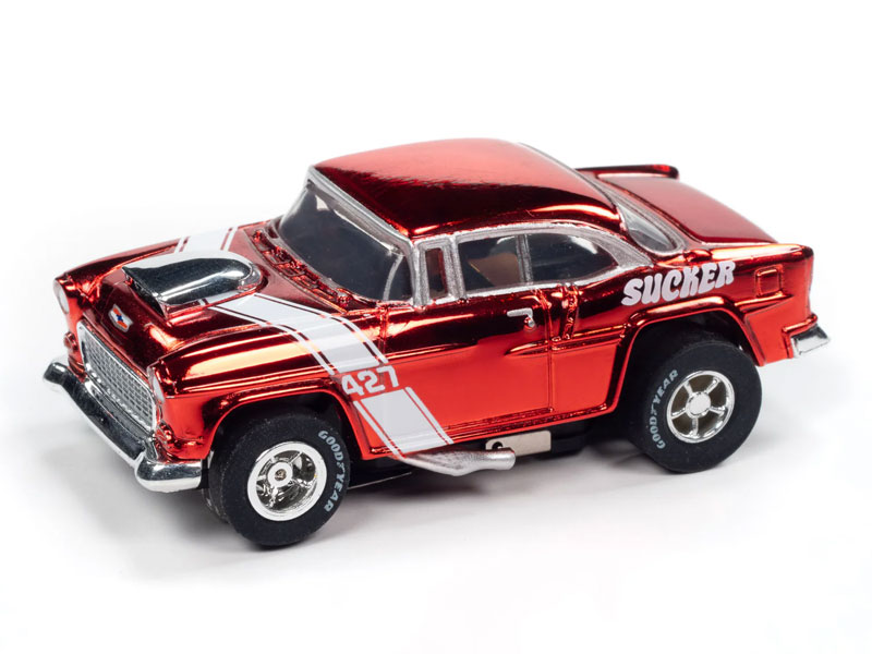 55 Chevy (Red Chrome) キャンディレッド☆HOスロットカー Auto World 1955 Chevrolet Bel Air (Red) X-Traction HO Slot Car
